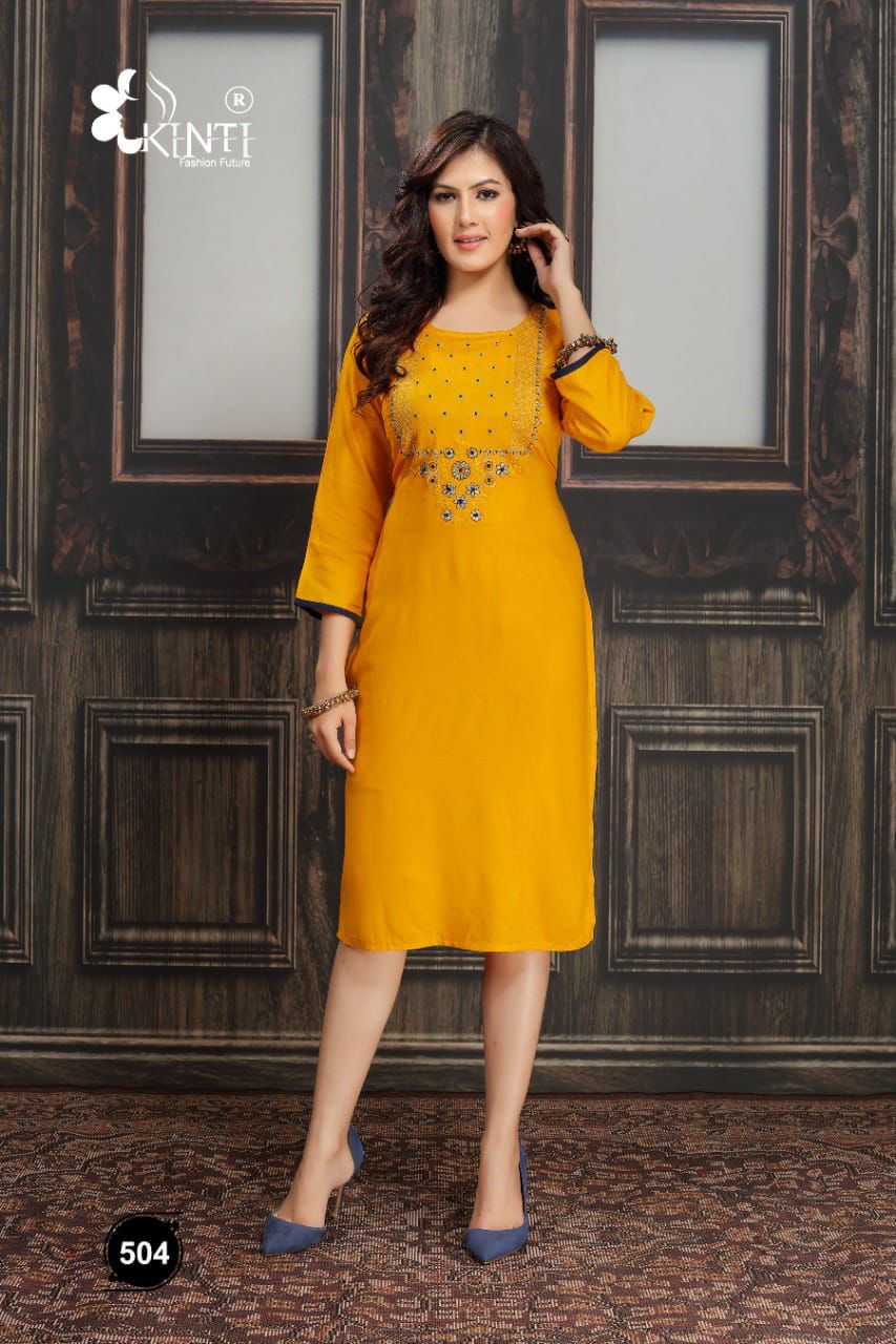 Kinti Sequence 5 Ethnic Wear Rayon Embroidery Work Kurti Collection